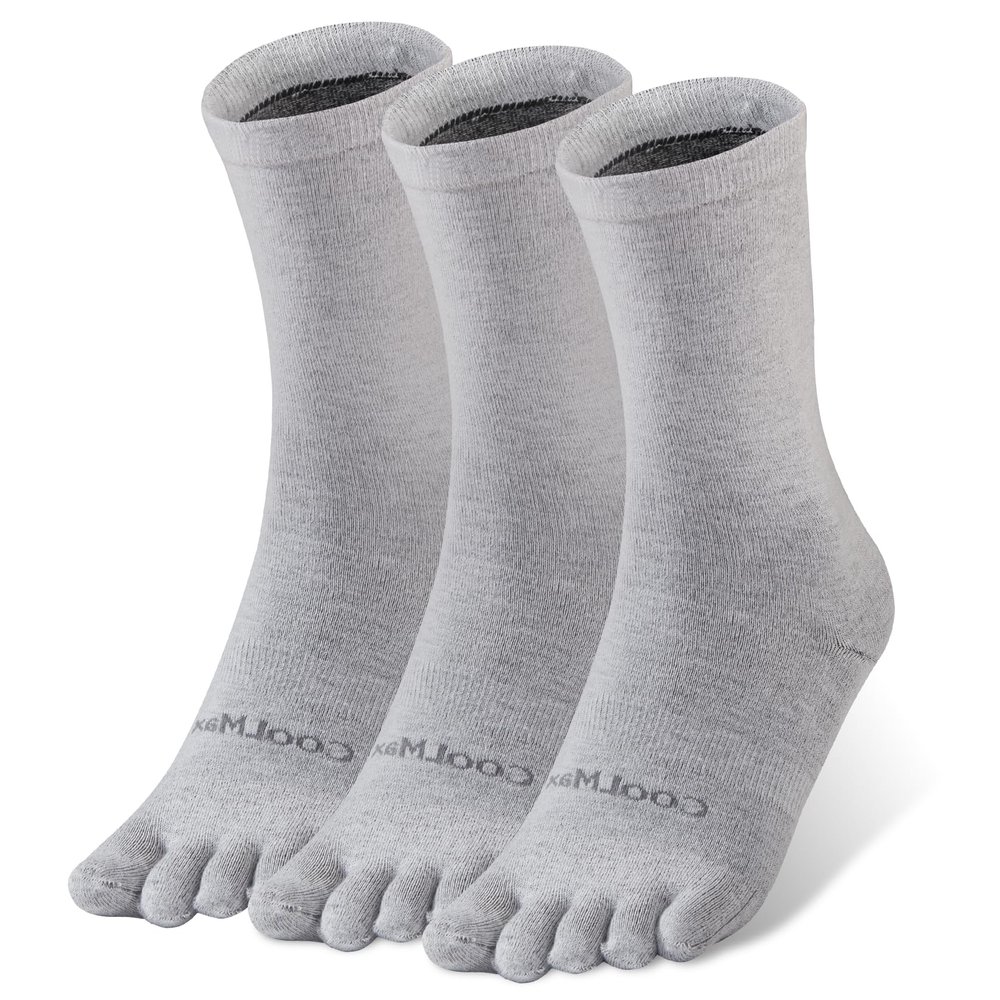 OrrinSports Toe Socks Liner Crew Socks for Men Women Cool-max Five Finger Sock 3 Pairs Running Sock
