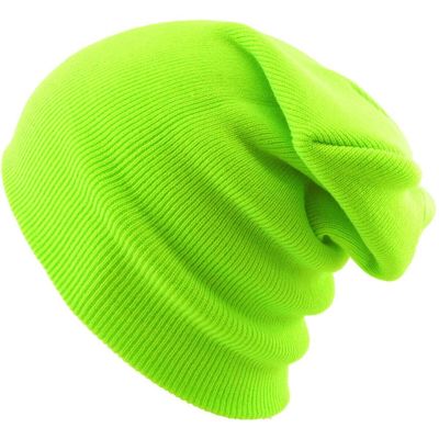1 Pcs of Thick Beanie Skully Slouchy & Cuff Winter Hat Ski Cap (Neon Lime)