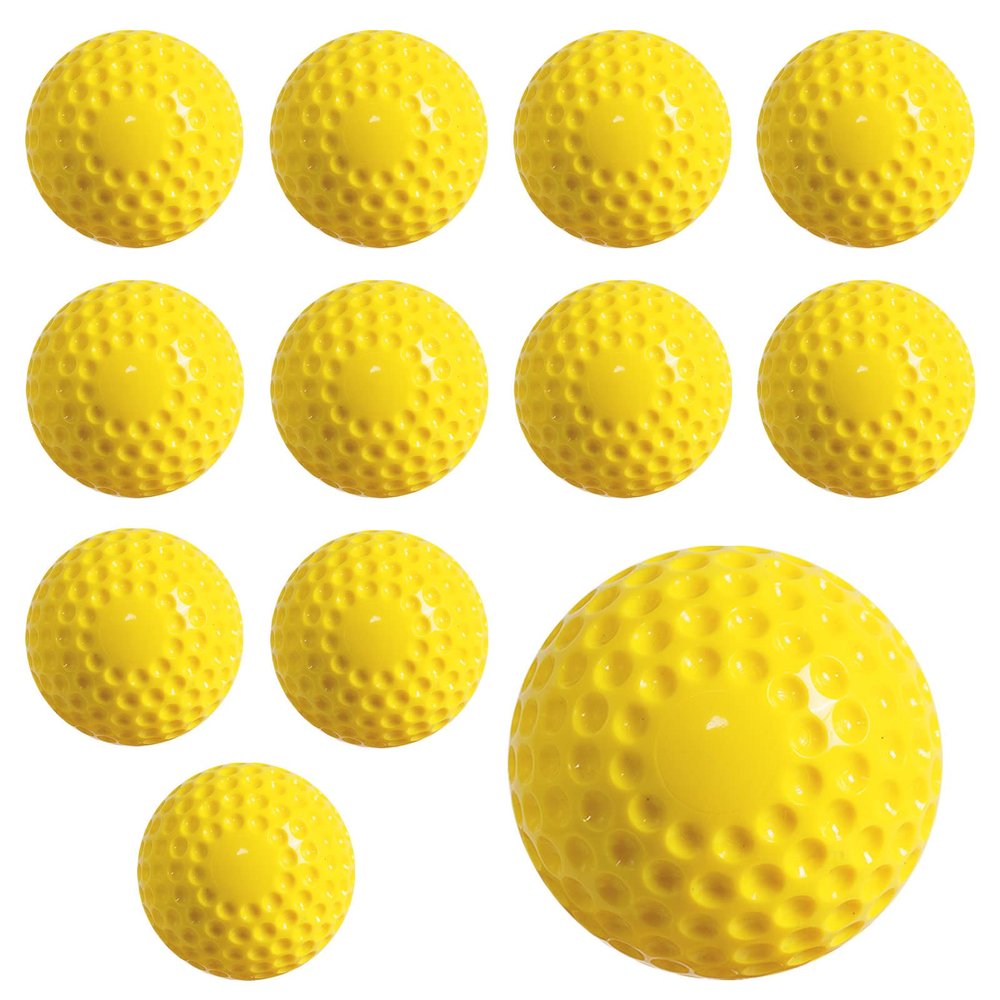 POPFRO Softballs Dimpled Softballs, 11-Inch Pitching Machine for Hand-Eye Coordination, Hitting and Fielding Practice 12 Pack(Yellow)