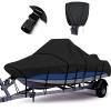 Tuszom 1200D 100% Waterproof Center Console Boat Cover with Motor Cover, Tear-Proof Trailerable Boat Cover for Center Console Boat with 13-19 Windproof Straps (Black, 16' - 18.5''L, UP to 98" W) view 1