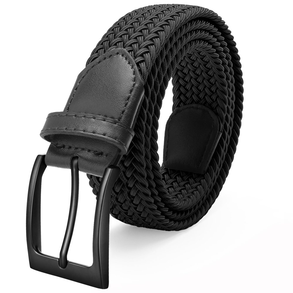 FAIRWIN Men's Golf Belt, Stretch Braided Elastic Woven Casual Jeans Belts 1 3/8" Nylon Web Work Belts for Men