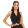 Hularka Womens Vintage Button Down Dressy Vest V Neck Backless Formal Suit Waistcoat for Business Casual Black X-Large view 4