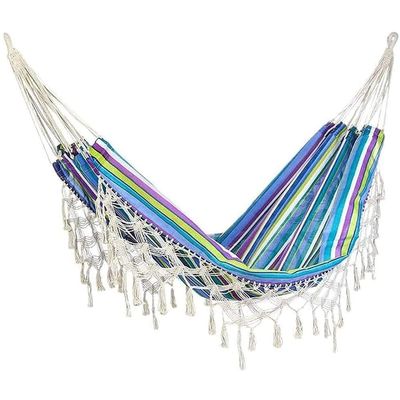 RMENST Camping Hammock, Colorful Cotton Canvas Hammocks, Portable Camping Hammock Bed, Camping Accessories,Outdoor Gear with Carrying Bag (Color : Blue)