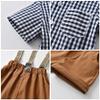 Baby Toddler Newborn Infant Boys Gentleman Suit Suspender Bow Tie Outfits Summer Wedding Tuxedo Formal Clothes Button Down Dress Shirt Short Pants Birthday Outfits Brown+Black Plaid 6-7 Years view 3