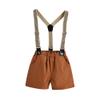 Baby Toddler Newborn Infant Boys Gentleman Suit Suspender Bow Tie Outfits Summer Wedding Tuxedo Formal Clothes Button Down Dress Shirt Short Pants Birthday Outfits Brown+Black Plaid 6-7 Years view 4