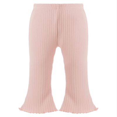 iiniim Baby Girl Ribbed Knit Bell Bottoms Flared Pants Toddler Elastic Waist Ruffle Trousers Leggings Pink 3-6 Months