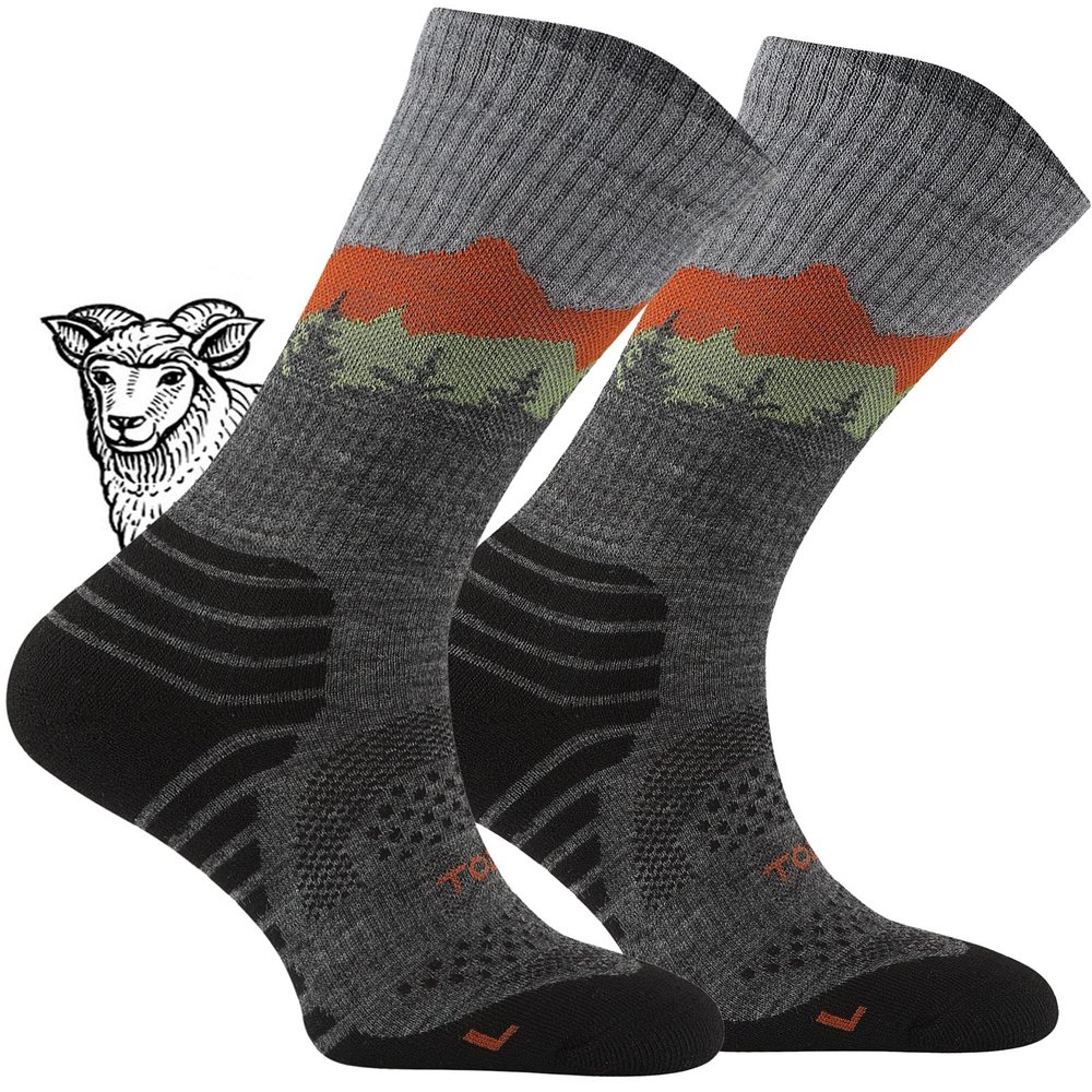 TODO 55% Merino Wool Hiking Socks - Durable, Breathable, Thermal - all Outdoor Activities (Falcon Grey, 35)