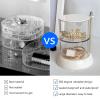 Altsuceser Jewelry Organizer Box, Clear Rotatable Jewelry Box Earring Holder for Women, Transparent Visible Jewelry Display Stand Storage Tray for Earrings Necklaces Bracelets Dual Layer view 3