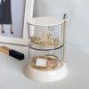 Altsuceser Jewelry Organizer Box, Clear Rotatable Jewelry Box Earring Holder for Women, Transparent Visible Jewelry Display Stand Storage Tray for Earrings Necklaces Bracelets Dual Layer view 4