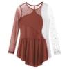 Freebily Kids Girls Figure Ice Skating Dress Mesh Long Sleeve Sparkly Flower Tulle Dance Dress Roller Skating Costume Reddish Brown 16 Years view 4