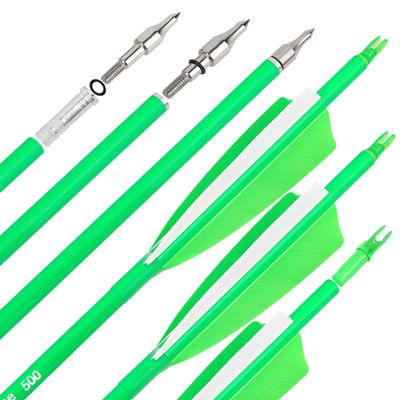 surwolf 31" Carbon Arrows Fluorescence Color Archery Hunting Arrows 500 600 Spine with Feather Fletched Target Practice Arrows for Archery Compound & Recurve & Long Bow 6/12pcs (12, Green, Spine 500)