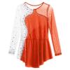Freebily Kids Girls Figure Ice Skating Dress Mesh Long Sleeve Sparkly Flower Tulle Dance Dress Roller Skating Costume Orange 6 Years view 3