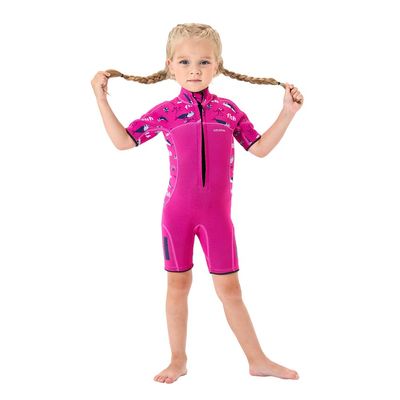 Goldfin Kids Wetsuit for Boys Girls, 3mm Shorty Wetsuits Neoprene Front Zip Wet Suits for Water Sports Surfing Swimming Snorkeling Diving Red Size 4