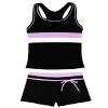 PROALLO Girls Bathing Suits Two Piece Vest Style Swimsuit with Boyshort Tankini Swimwear Black view 1