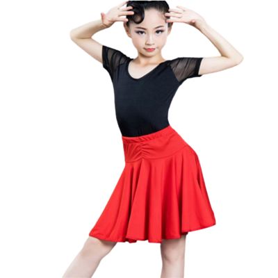Girls Latin Dance Dress Skirt Ballroom Salsa Tango SkirtsDancing Costumes Rumba Party Competition Dancewear,Red,M