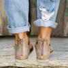 HINDOLA Gladiator Sandals for Women Summer Casual Beach Clip Toe Bohemian Fringe Sandal Open-Toe T-Strap Thong Sandals Roman Tassel Flat Sandals view 4