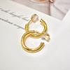 Yurielys Chunky Clip on Hoop Earrings for Women, 14K Real Gold Plated Non Pierced Tube Hoop, Fake Piercing Gold Earrings (gold) view 2