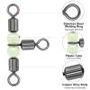 Goture Fishing Swivels,3 Way Swivels Fishing Tackle,T Shape Cross Line Rolling Swivels with Luminous Beads Saltwater Freshwater,Three Way Fishing Swivels Barrel Swivels for Catfish Rig(7 * 8,30pcs) view 4