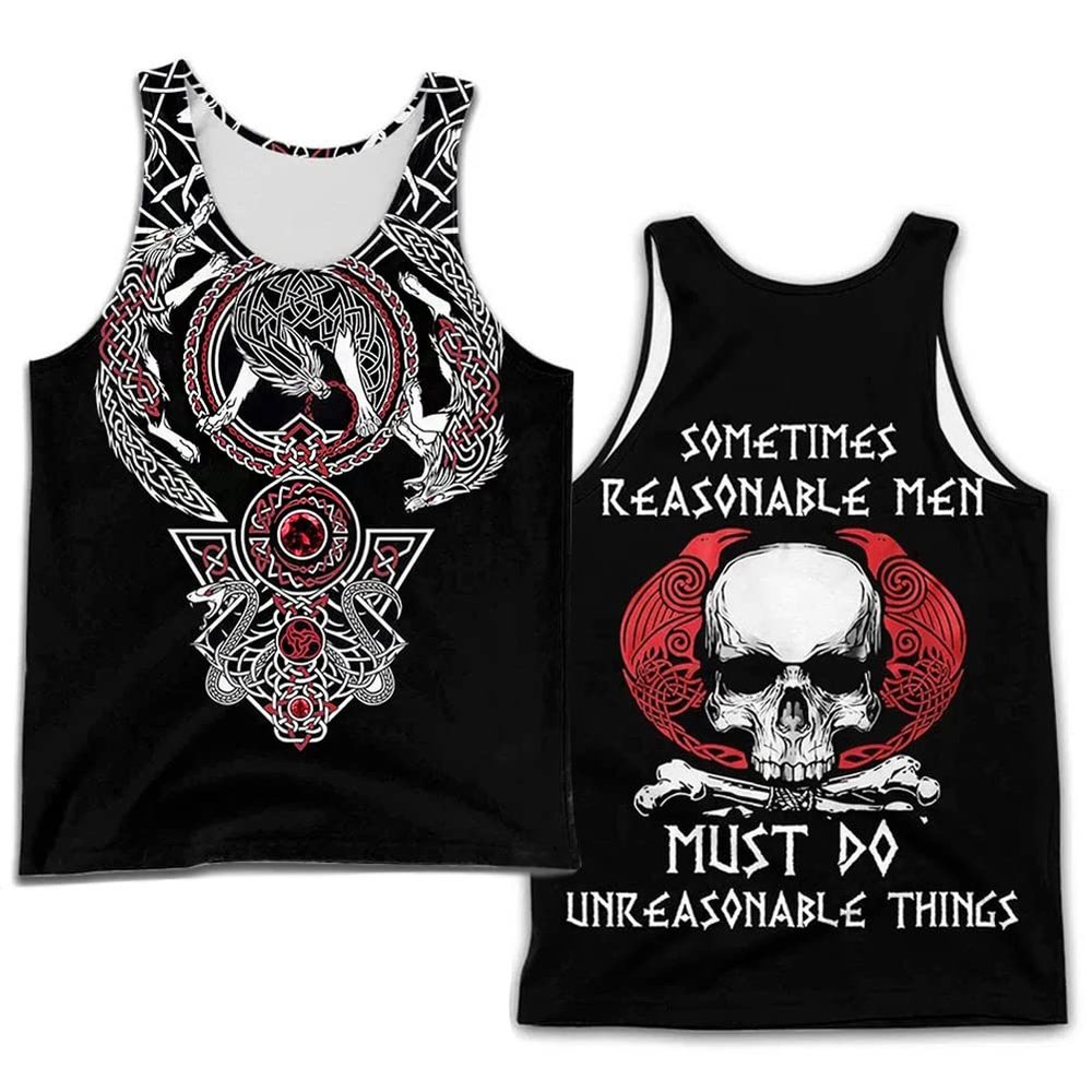 Men Fenrir Wolf Tank Tops Viking 3D Print Quick Dry Vest Fitness Sleeveless T-Shirt Design Shirt Vintage Streetwear,Fenrir c,M