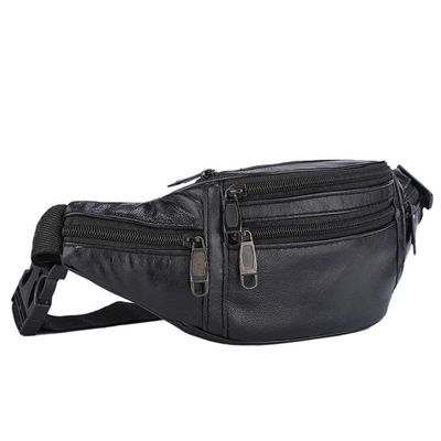 Waist Chest Bag, Leather Fanny Pack, Men and Women Money Belt Bag, Outdoor Cross Body Sports Pouch for Travel, Walking, Running, Hiking, Cycling