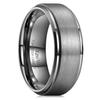 King Will 8mm Mens Gunmetal Wedding Band, Brushed Tungsten Carbide Ring Step Edge Polished Finish Dual Men's Rings, Comfort Fit, Size 11.5 view 1