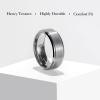 King Will 8mm Mens Gunmetal Wedding Band, Brushed Tungsten Carbide Ring Step Edge Polished Finish Dual Men's Rings, Comfort Fit, Size 11.5 view 3