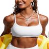 CRZ YOGA D-DD Scoop Neck Bikini Tops for Women - Padded Adjustable Spaghetti Straps Bathing Swimsuit Sports Bra White X-Small view 1