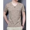 JEsilunmaMY Casual Crewneck Print T-Shirt for Men Short Sleeve V Neck Cotton Tee Shirts Slim Fit Workout Hipster T-Shirt (US Size M Asia L,Camel1) view 2