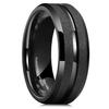 King Will Tungsten Carbide Wedding Ring for Men - 8mm Black Sandblasted Finish Grooved Center Comfort Fit Mens Wedding Band for Everyday Wear 11.5 view 1