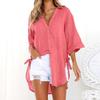 2024 New Women Long Sleeve Boyfriend Button Down Shirts Asymmetrical Casual Lace Up Oversized Tunic Tops view 2
