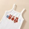 4th of July Baby Girl Outfits Newborn Short Sleeve Daddy's Little Firecracker Romper + Tie Dye Bloomer Shorts Set (White-USA, 0-3 Months) view 3