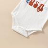 4th of July Baby Girl Outfits Newborn Short Sleeve Daddy's Little Firecracker Romper + Tie Dye Bloomer Shorts Set (White-USA, 0-3 Months) view 4