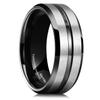 King Will Tungsten Carbide Wedding Band for Men Women-8mm Width in Sliver with Black Grooved Center Wedding Ring Matte Finished Suitable for Work, Gym Comfort Fit Size 11 view 1