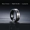 King Will Tungsten Carbide Wedding Band for Men Women-8mm Width in Sliver with Black Grooved Center Wedding Ring Matte Finished Suitable for Work, Gym Comfort Fit Size 11 view 3