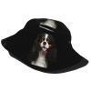 Bucket Hats Cavalier King Charles Spaniel On Black Travel Fisherman Hat Sun Hat view 2