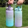 2000ml Sports Water Bottle, Portable Water Bottle with Time to Drink, Lightweight Motivational Water Botte with Time Marker, Large PC Water Bottle for Fitness, Cycling, Gym, Outdoor (Green to Purple) view 4