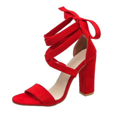 ZKXYFFS Womens Lace Up High Heeled Sandals Chunky Block Ankle Strappy Pumps Dress Party Shoes Open Toe Gladiator Heels for Women