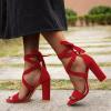 ZKXYFFS Womens Lace Up High Heeled Sandals Chunky Block Ankle Strappy Pumps Dress Party Shoes Open Toe Gladiator Heels for Women view 4