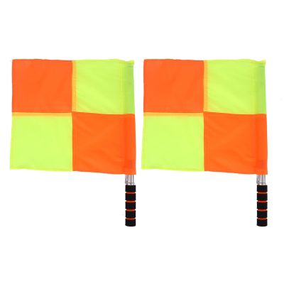 2Pcs Referee Linesman, Storage Bag For Sports Match Soccer Sideline Ref Flag With Flags Soccer Football Hockey Training