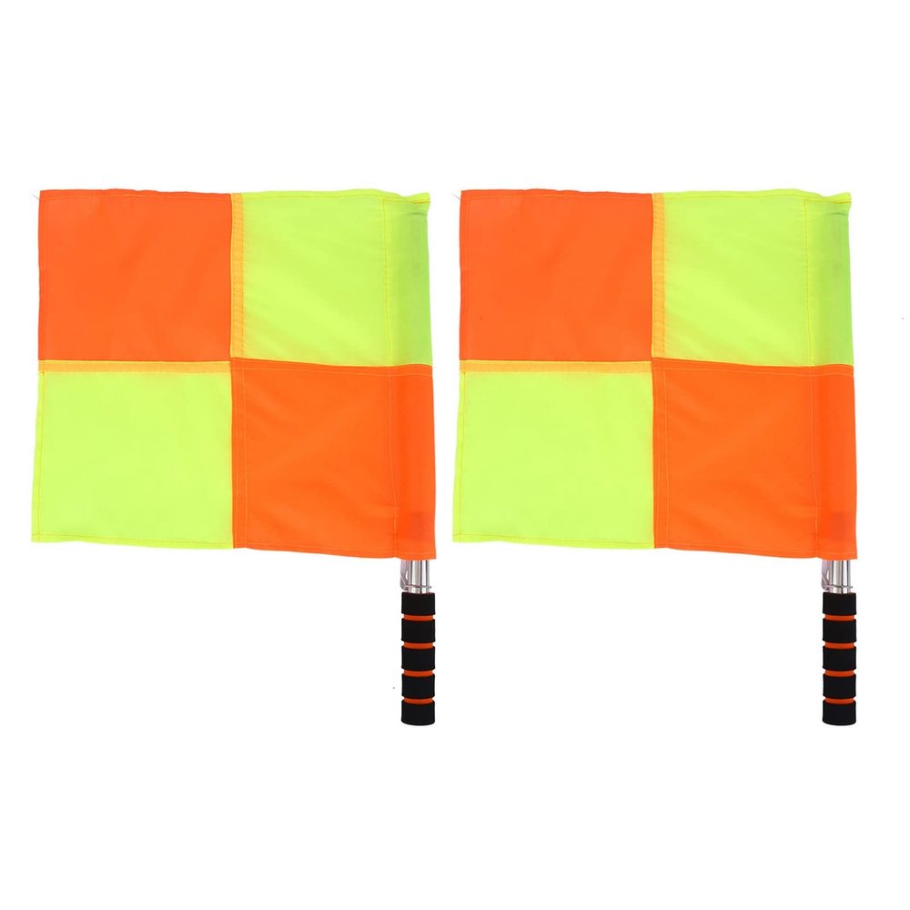 2Pcs Referee Linesman, Storage Bag For Sports Match Soccer Sideline Ref Flag With Flags Soccer Football Hockey Training