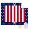 Beach Blanket Waterproof Sandproof Beach Mat,Stars American Flag Red White Stripe Independence Day Picnic Blankets with Sand Pockets and Stakes,Patriotic Pentagram Outdoor Pad for Seaside,Travel view 1
