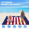 Beach Blanket Waterproof Sandproof Beach Mat,Stars American Flag Red White Stripe Independence Day Picnic Blankets with Sand Pockets and Stakes,Patriotic Pentagram Outdoor Pad for Seaside,Travel view 3