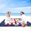 Beach Blanket Waterproof Sandproof Beach Mat,Stars American Flag Red White Stripe Independence Day Picnic Blankets with Sand Pockets and Stakes,Patriotic Pentagram Outdoor Pad for Seaside,Travel view 4