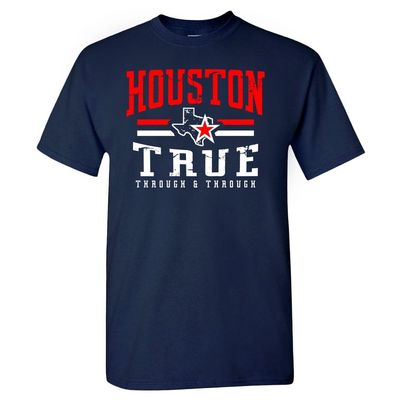 Houston Football Men's Vintage Fan T-Shirt (Navy T-Shirt, XL)
