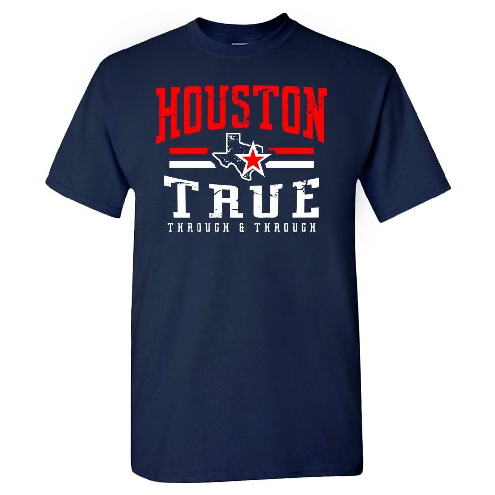 Houston Football Men's Vintage Fan T-Shirt (Navy T-Shirt, XL)