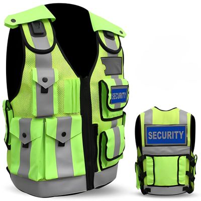 SPALL PRO US Security Vest Safety Enforcement Vest High Visibility Reflective - F Yellow