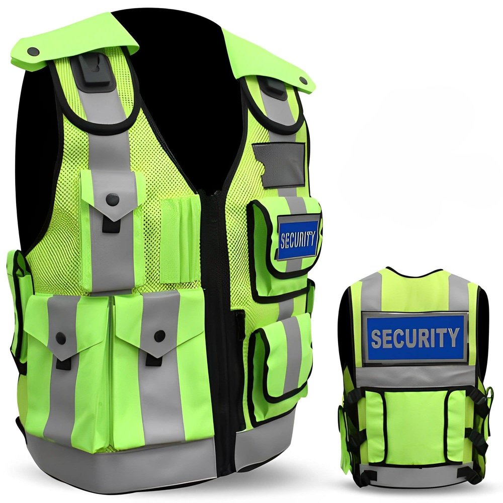 SPALL PRO US Security Vest Safety Enforcement Vest High Visibility Reflective - F Yellow