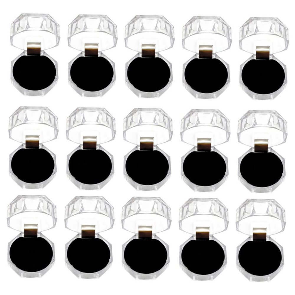 STOBAZA Plastic Rings 20pcs Boxes Crystal Ring Box Clear Container Party Holder Storage Case Stand for Jewelry Ear present Boxes for Jewelry Organizer present