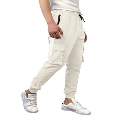 Southpole Men's Cargo Pockets Quick Dry Jogger Pants, Cream, Small