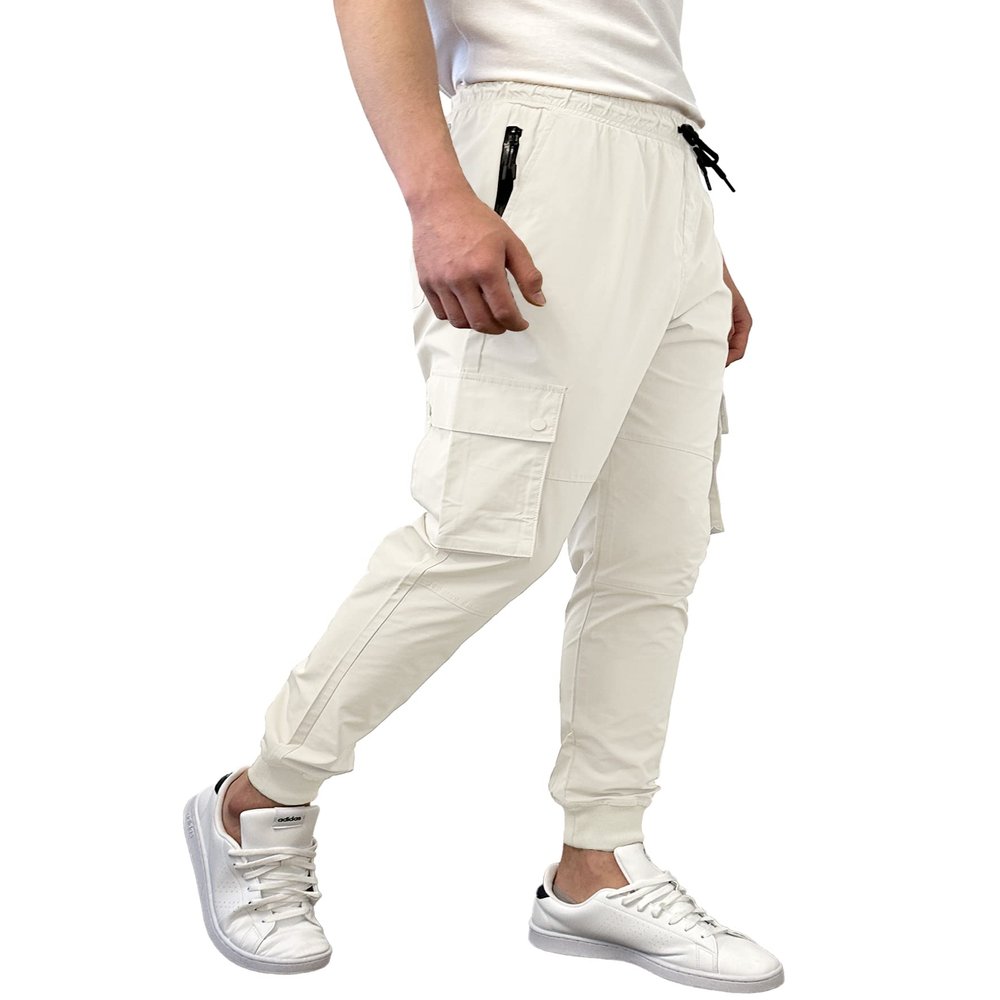 Southpole Men's Cargo Pockets Quick Dry Jogger Pants, Cream, Small